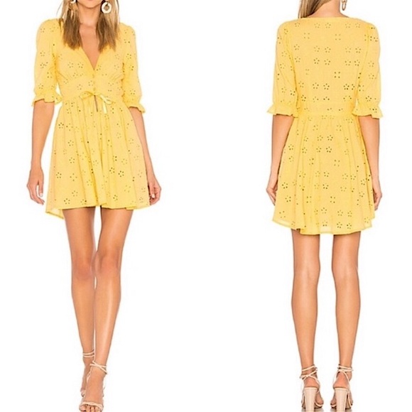 NWT For Love and Lemons - Yellow Spring Eyelet Swing dress - Medium - Picture 2 of 10